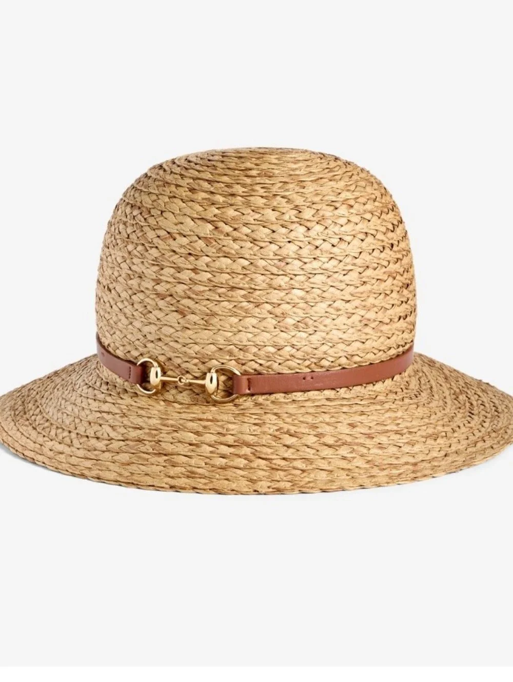 Giani Bernini Two-Tone Horsebit Straw Cloche Hat, NWT